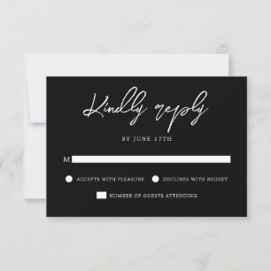 Moderne Schwarz-Weiß-Hochzeit RSVP Karte