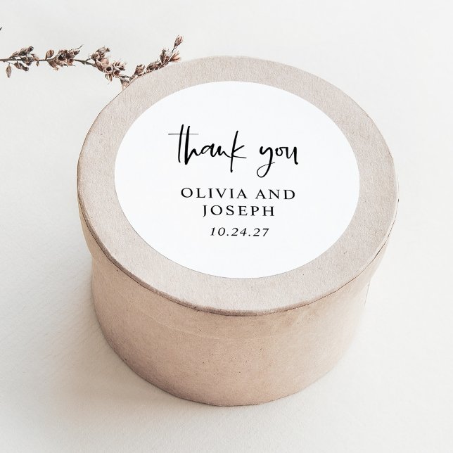 Moderne Schwarz-Weiß-Hochzeit Runder Aufkleber (Von Creator hochgeladen)