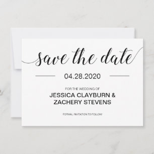 Moderne Schwarz-Weiß-Hochzeit Save The Date