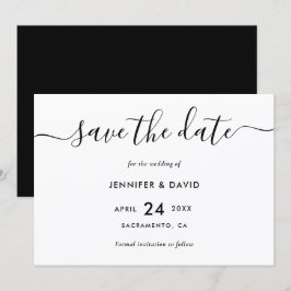 Moderne Schwarz-Weiß-Hochzeit Save The Date