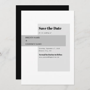 Moderne Schwarz-Weiß-Hochzeit Save The Date