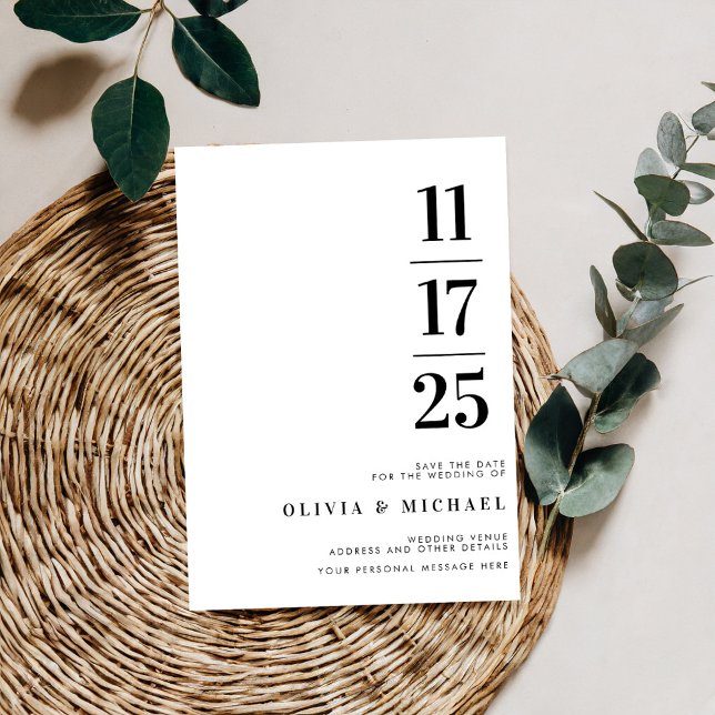 Moderne Schwarz-Weiß-Hochzeit Save The Date (Von Creator hochgeladen)