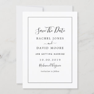 Moderne Schwarz-Weiß-Hochzeit Save The Date