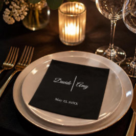 Moderne Schwarz-Weiß-Hochzeit Serviette