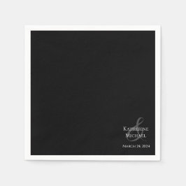 Moderne Schwarz-Weiß-Hochzeit- Serviette