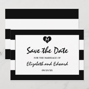 Moderne Schwarz-Weiß-Hochzeit spart das Datum Save The Date