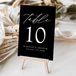 Moderne Schwarz-Weiß-Hochzeit Tischnummer
