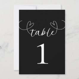 Moderne Schwarz-Weiß-Hochzeit-Tischnummer Einladung
