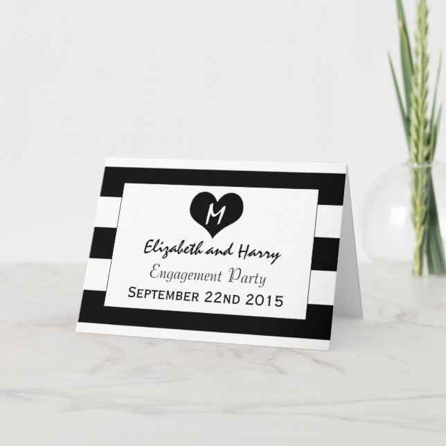 Moderne Schwarz-Weiß-Hochzeit-Verlobung Einladung (Vorderseite)