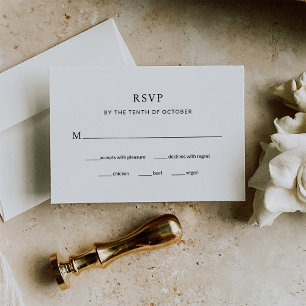 Moderne Schwarz-Weiß-Hochzeit Wahl des Essens RSVP Karte