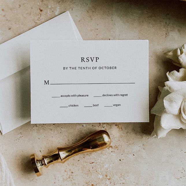 Moderne Schwarz-Weiß-Hochzeit | Wahl des Essens RSVP Karte (Von Creator hochgeladen)