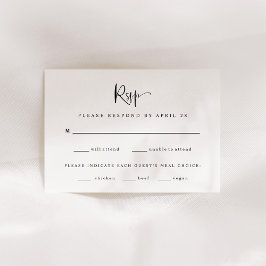 Moderne Schwarz-Weiß-Hochzeit | Wahl des Essens RSVP Karte