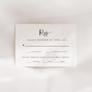 Moderne Schwarz-Weiß-Hochzeit Wahl des Essens RSVP Karte
