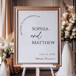 Moderne Schwarz-Weiß-Hochzeit Willkommen Poster