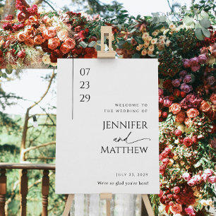 Moderne Schwarz-Weiß-Hochzeit Willkommen Poster