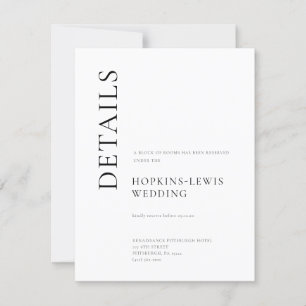 Moderne Schwarz-Weiß-Hochzeitsdetails Einladung