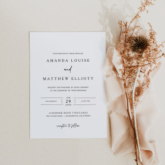 Moderne Schwarz-Weiß-Hochzeitseinladung Einladung