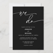Moderne Schwarz-Weiß-Hochzeitsinvita