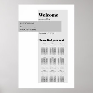 Moderne Schwarz-Weiß-Hochzeitskarte Poster