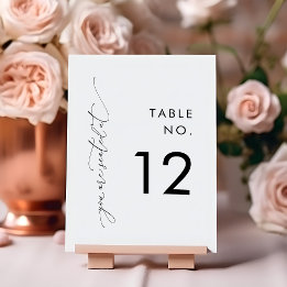 Moderne Schwarz-Weiß-Hochzeitskarten für Tischnumm Einladung
