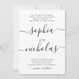 Moderne Schwarz-Weiß-Kalligraphie-Hochzeit - Elega Einladung