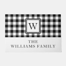 Moderne Schwarz-Weiß-Karierte Familienname