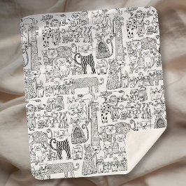 Moderne Schwarz-Weiß-Katzen und Gemusterte Kätzche Sherpadecke