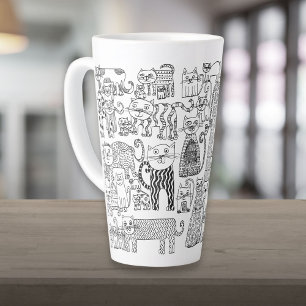 Moderne Schwarz-Weiß-Katzen und -Kätzchen Dekorati Milchtasse