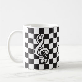 Moderne Schwarz-Weiß-Klemme an der Tafel Kaffeetasse