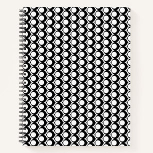 Moderne Schwarz-Weiß-Kreis-Gitter-Muster  Notizbuch
