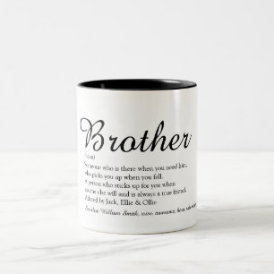 Moderne Schwarz-Weiß-Kühle Bruder-Definition  Zweifarbige Tasse