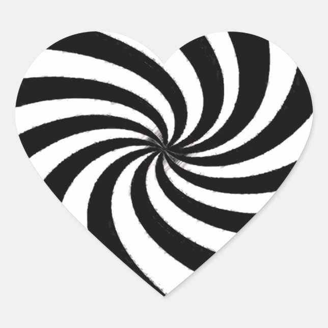Moderne Schwarz-Weiß-Kunst Herz-Aufkleber (Vorderseite)