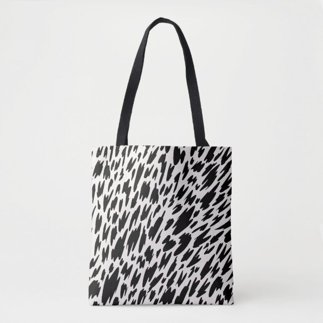 Moderne Schwarz-Weiß-Leopard-Mustertüte Tasche (Vorderseite)