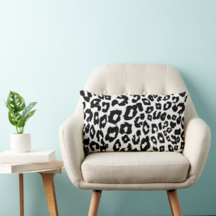Moderne Schwarz-Weiß-Leopardenprint Lendenkissen