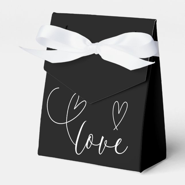 Moderne Schwarz-Weiß-Liebe Minimale Hochzeit Geschenkschachtel (Vorderseite)