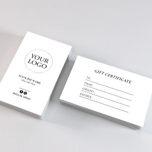 Moderne Schwarz-Weiß-Logo-Geschenkgutschein Geschä Visitenkarte