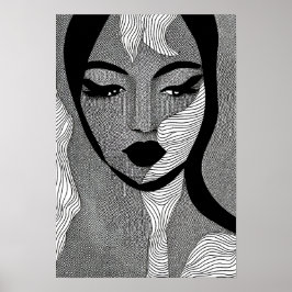 Moderne Schwarz-Weiß-Mädchen Poster