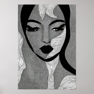 Moderne Schwarz-Weiß-Mädchen Poster