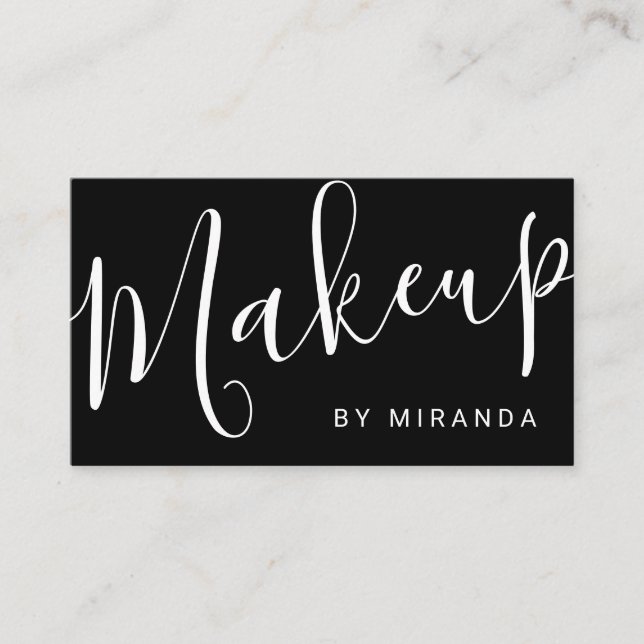Moderne Schwarz-Weiß-Makeup-Künstlerernennung Terminkarte (Vorderseite)