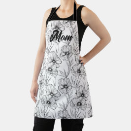 Moderne Schwarz-Weiß-Mama Personalisiert Schürze
