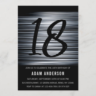 Moderne Schwarz-Weiß-Männer 18. Geburtstag Einladung