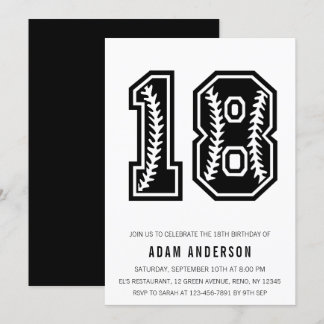 Moderne Schwarz-Weiß-Männer 18. Geburtstag Einladung