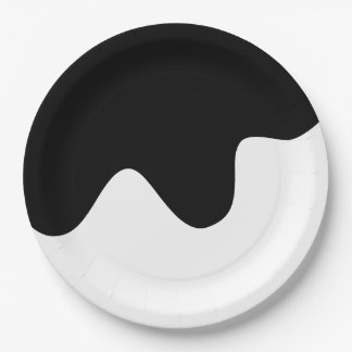 Moderne Schwarz-Weiß-Minimal-Abstrakte Kunst Pappteller