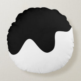 Moderne Schwarz-Weiß-Minimal-Abstrakte Kunst Rundes Kissen