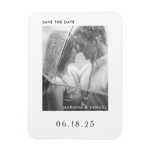 Moderne Schwarz-Weiß-Minimalist-Foto-Save-the-Date Magnet
