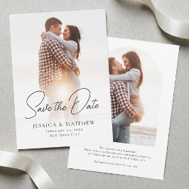 Moderne Schwarz-Weiß-Minimalist-Hochzeit 2 Foto Save The Date