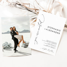 Moderne Schwarz-Weiß-Minimalistische Foto Hochzeit Einladung