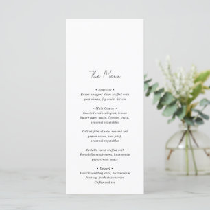 Moderne Schwarz-Weiß-Minimalistische Hochzeit Menükarte