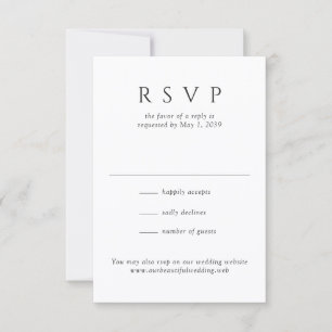 Moderne Schwarz-Weiß-Minimalistische Hochzeit RSVP Karte