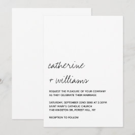 Moderne Schwarz-Weiß-Minimalistische Schrift Hochz Einladung
